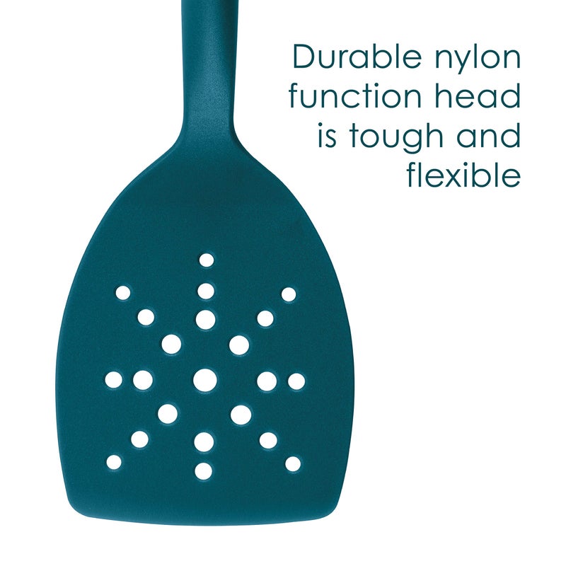 Rachael Ray Tools and Gadgets Spoon, Slotted and Solid Turners Set/ Cooking Utensils - 3 Piece, Teal Blue - Image 5